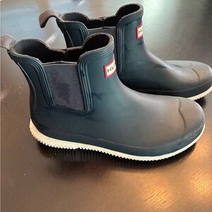 Hunter Dark Blue Ankle Rain Boots
